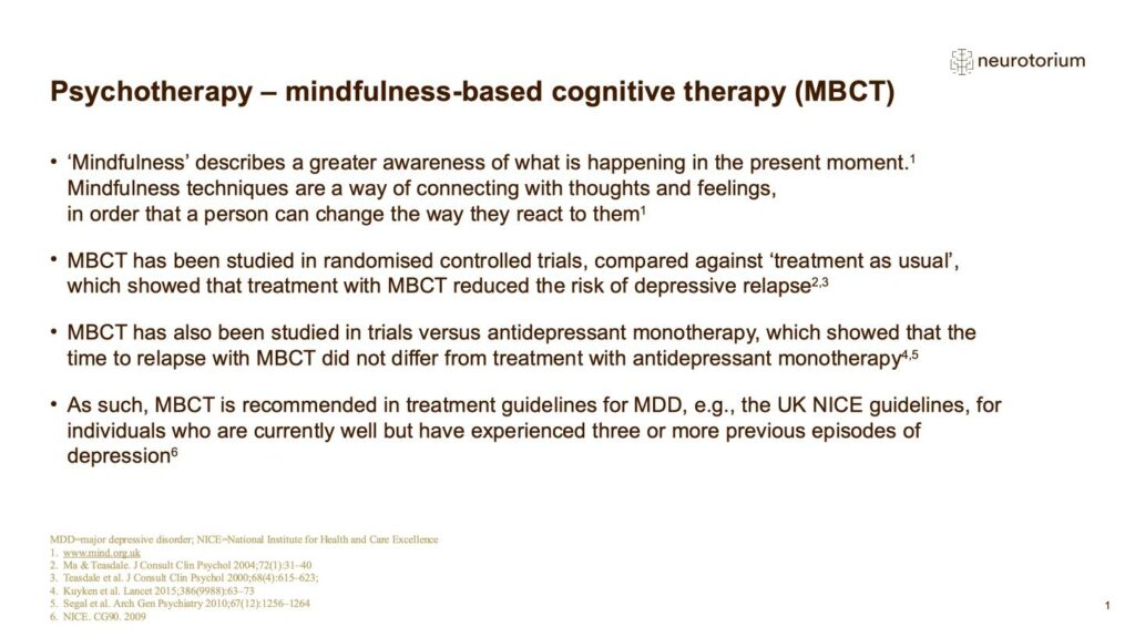 Psychotherapy – mindfulness-based cognitive therapy (MBCT)